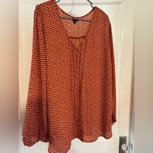 Torrid Red Polka Dot Long Sleeve Blouse